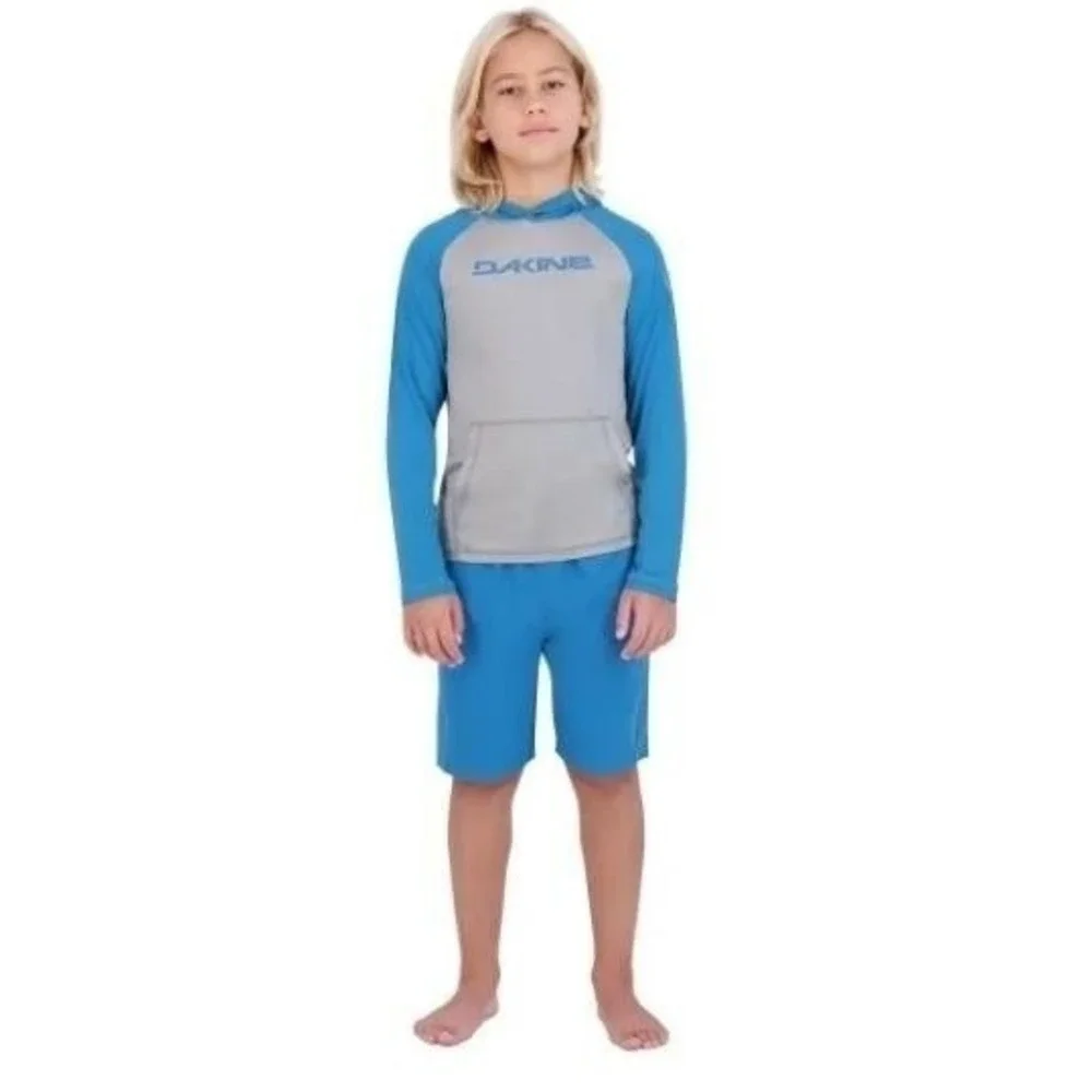 Dakine Swim Boys 2-piece Swim Set Blue/Gray Rash Guard UPF‎ 30+ Small NWT!